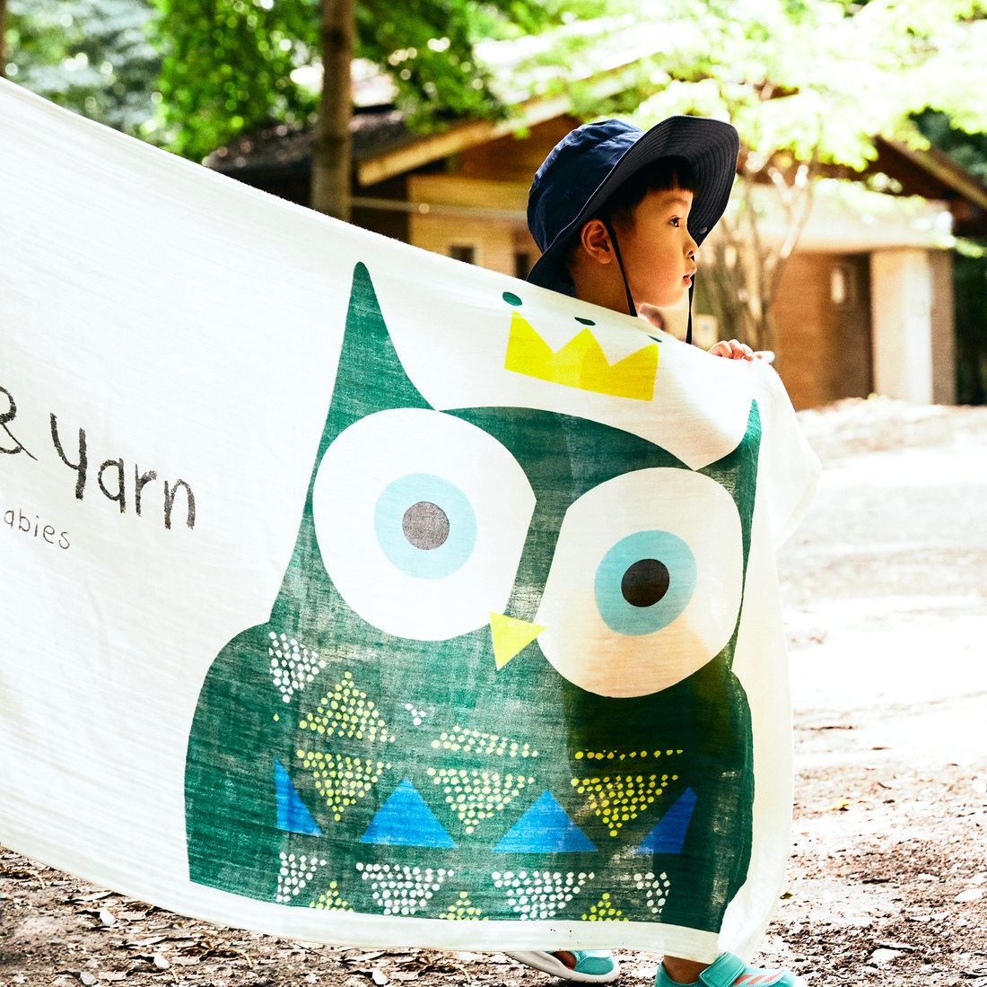 S&YB OWL GAUZE BATH TOWEL